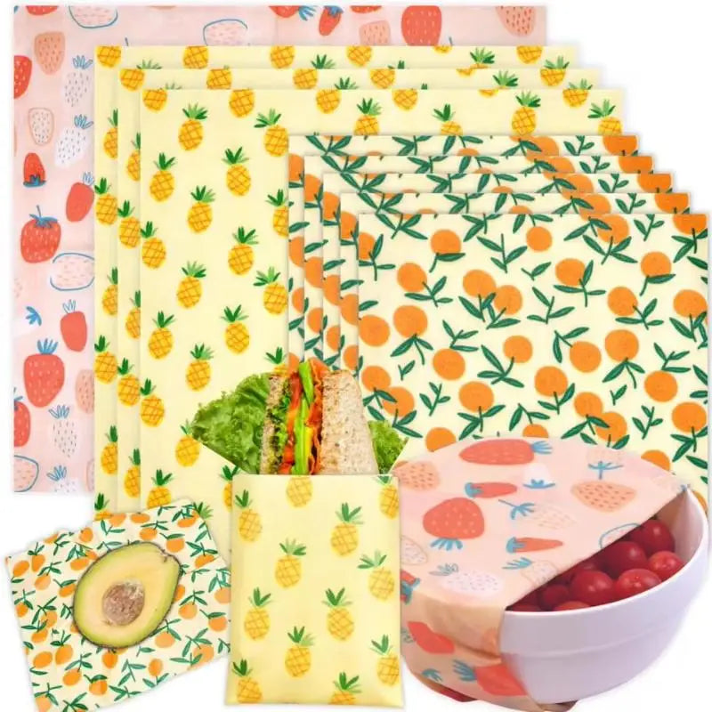 Beeswax Food Wraps - Reusable Bowl Covers (Organic Cotton & Natural Beeswax)