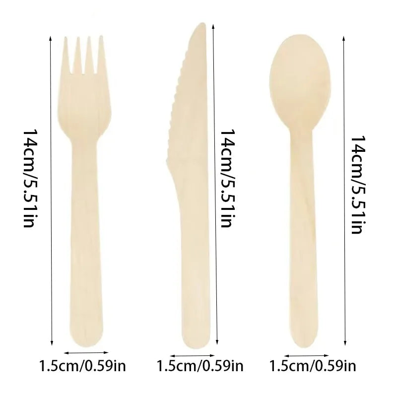 Wooden Utensil Set - 50 Piece Cutlery (Reusable Kitchen Essentials)