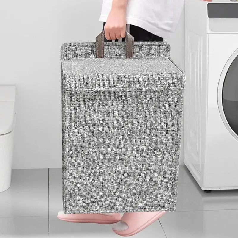 Foldable Linen Laundry Basket - Wall-Mounted Space-Saving Storage
