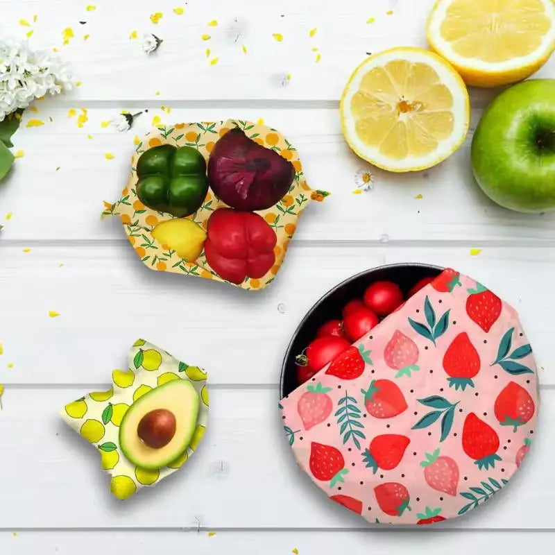 Beeswax Food Wraps - Reusable Bowl Covers (Organic Cotton & Natural Beeswax)