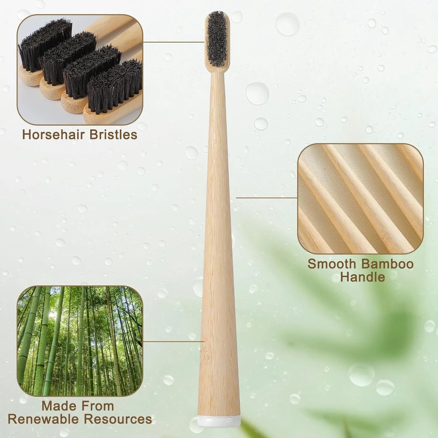 Bamboo Toothbrush - 4 Pack (Horse Bristles)