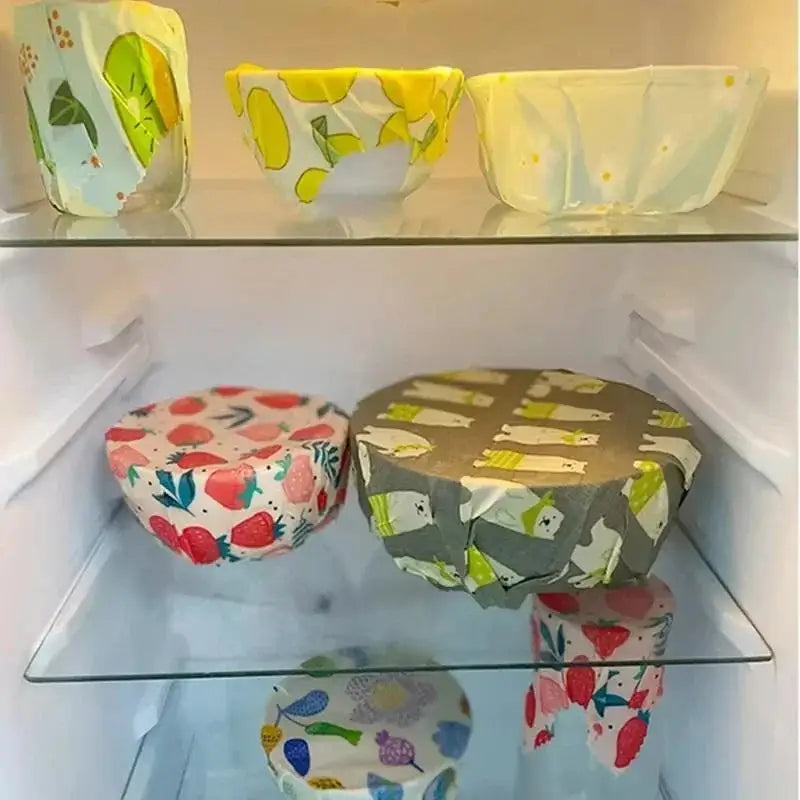 Beeswax Food Wraps - Reusable Bowl Covers (Organic Cotton & Natural Beeswax)