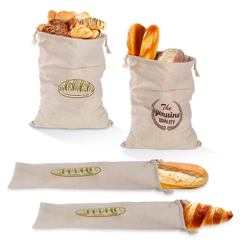 Linen Bread Bag - Reusable Food Storage Set