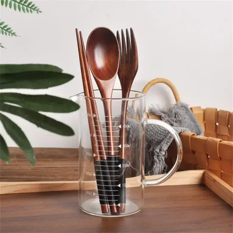 Wooden Handle Cutlery Set - 3 Piece (Reusable Stainless Steel Tableware)