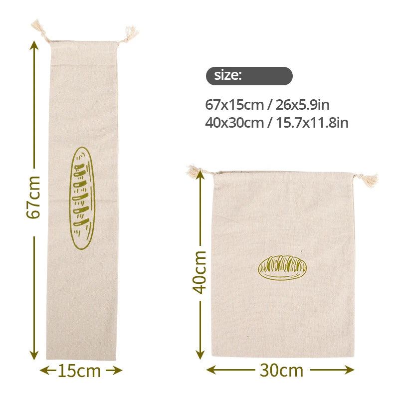 Linen Bread Bag - Reusable Food Storage Set
