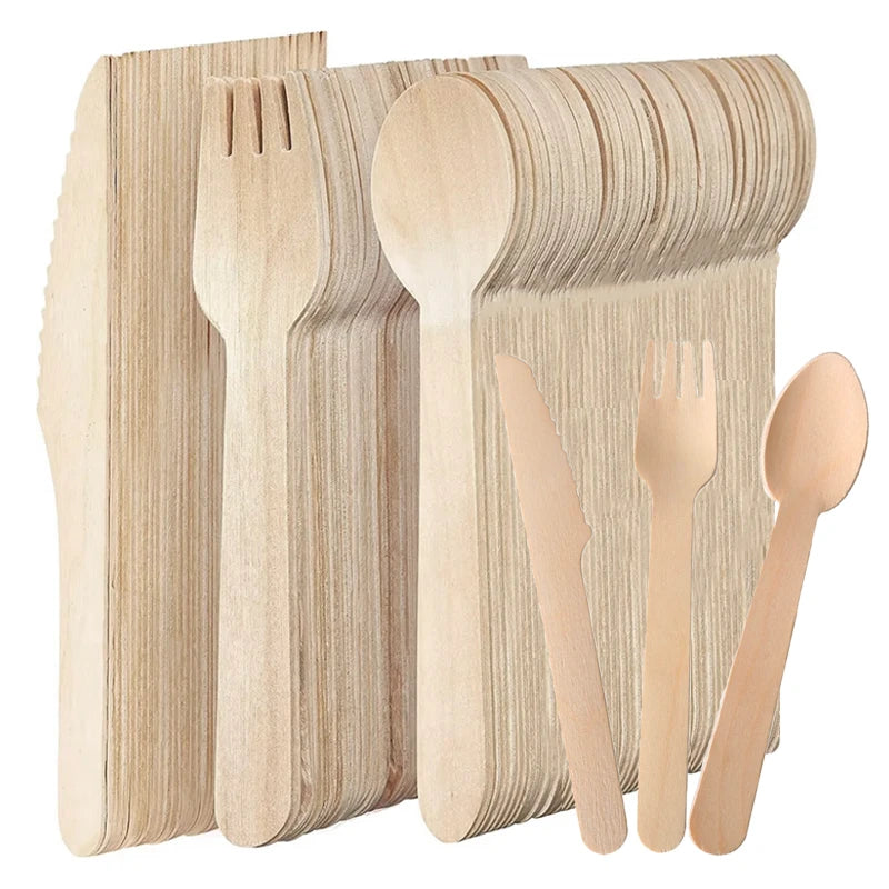 Wooden Utensil Set - 50 Piece Cutlery (Reusable Kitchen Essentials)