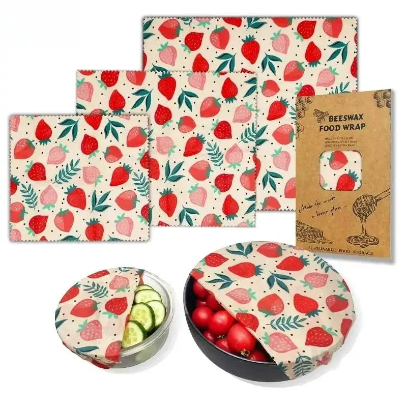 Beeswax Food Wraps - Reusable Bowl Covers (Organic Cotton & Natural Beeswax)